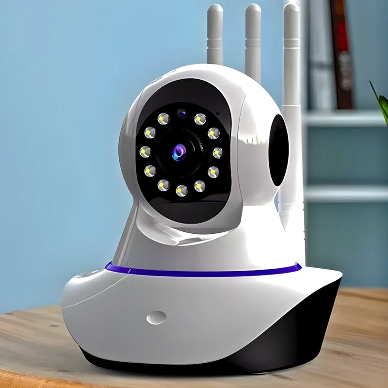 Câmera IP 360° 3 Antenas HD Wifi Visão Noturna e Alarme